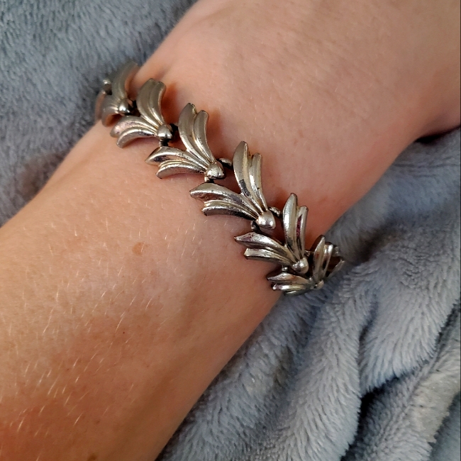 Vintage 50s Bergere Silver-Tone Link Bracelet 7